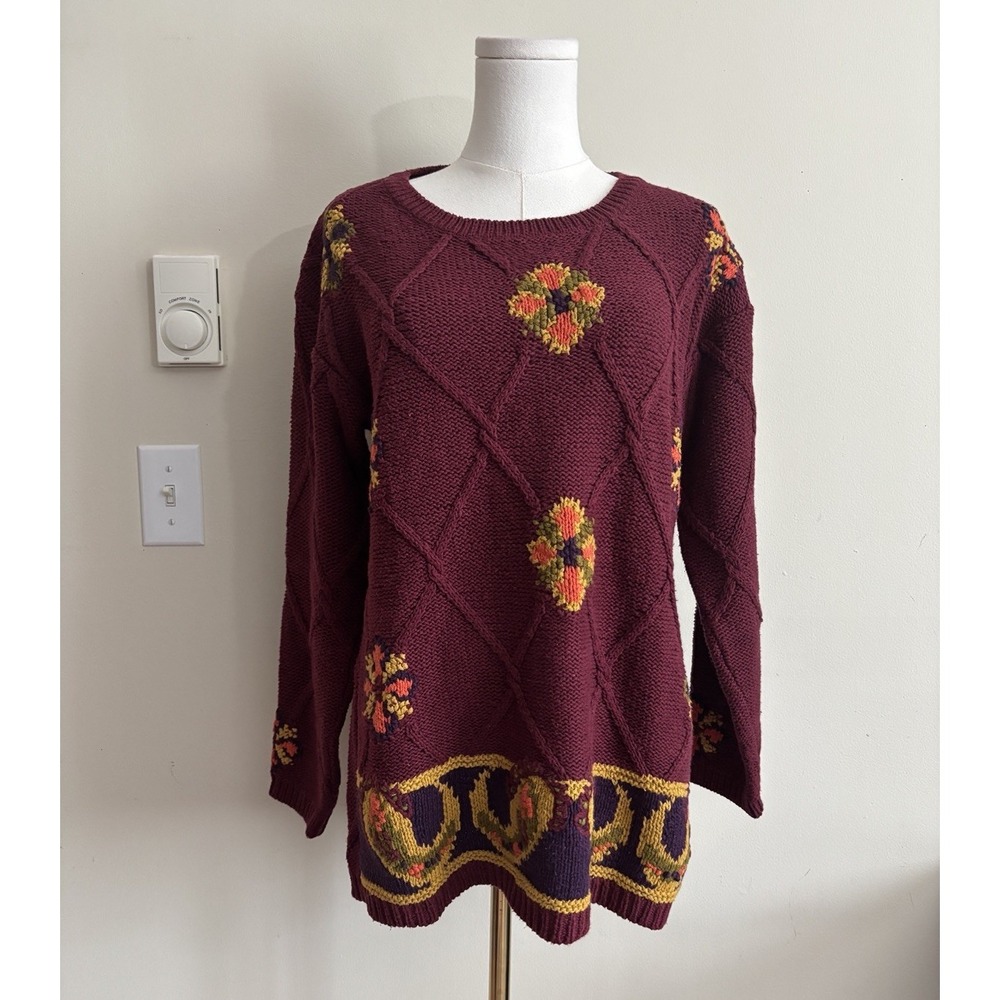 Vintage Ugly Sweater Autumn Casual Corner Womens Small Oversized Chunky Knit